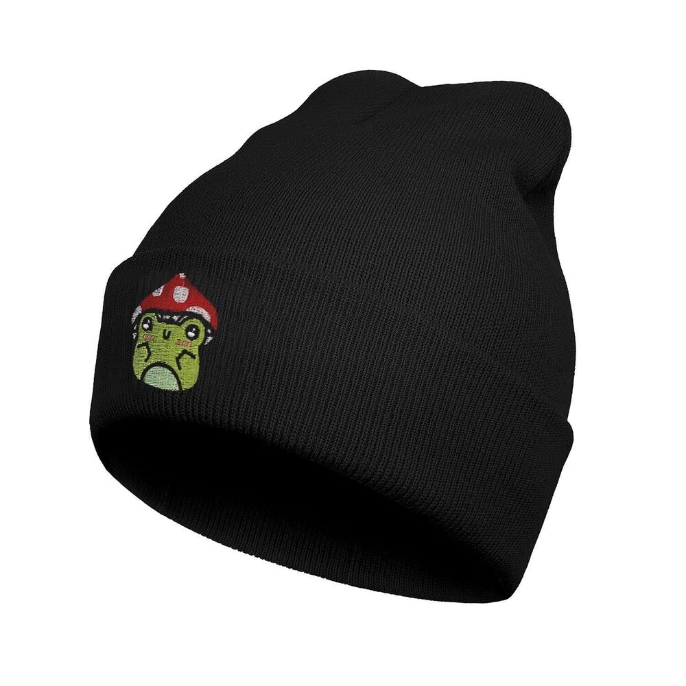 2555 Frog Beanie Winter Hat Embroidered Cuffed Cap Knit Skull Hat